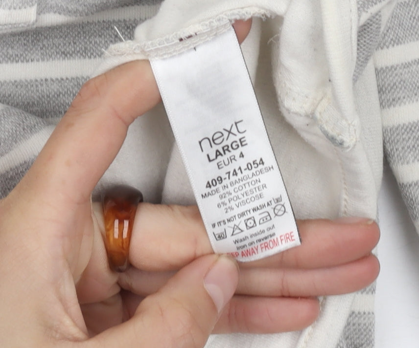 Next Women's Grey Striped Cotton Jumper, L