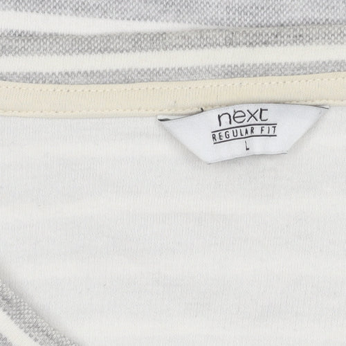 Next Women's Grey Striped Cotton Jumper, L