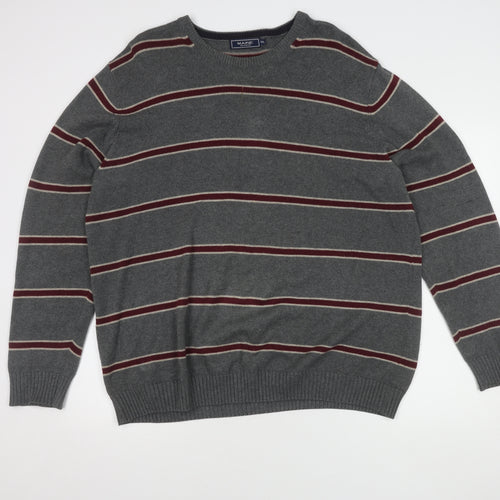 Maine Men's Grey Striped XL Pullover Jumper