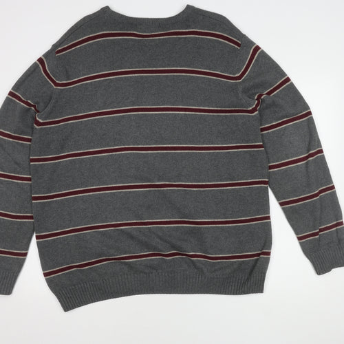 Maine Men's Grey Striped XL Pullover Jumper