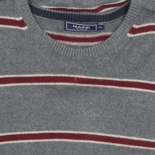 Maine Men's Grey Striped XL Pullover Jumper