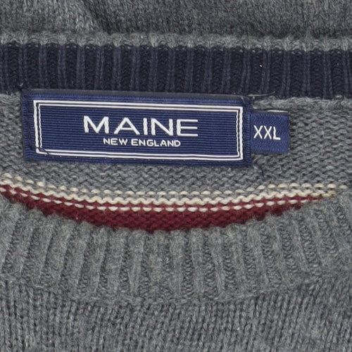 Maine Men's Grey Striped XL Pullover Jumper