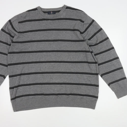 Marks and Spencer Men's Grey Striped Pullover XL