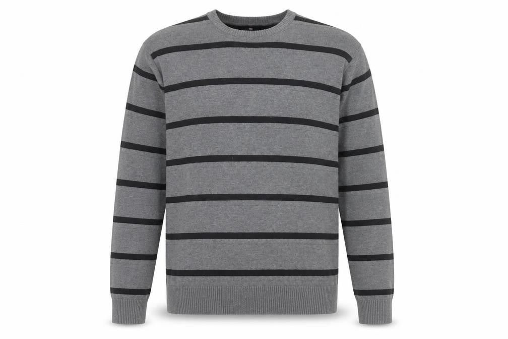 Front view of Marks & Spencer Men's Grey Striped Pullover XL