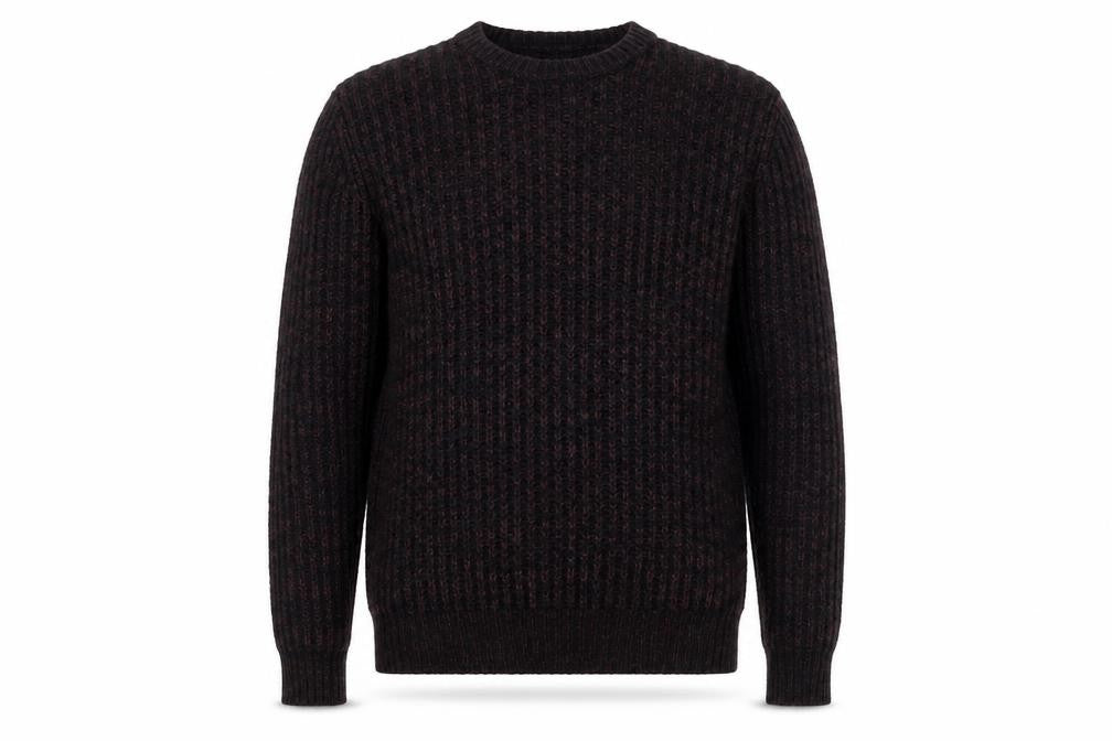 Front view of Label Lab Men's Black Medium jumper, Acrylic Knit