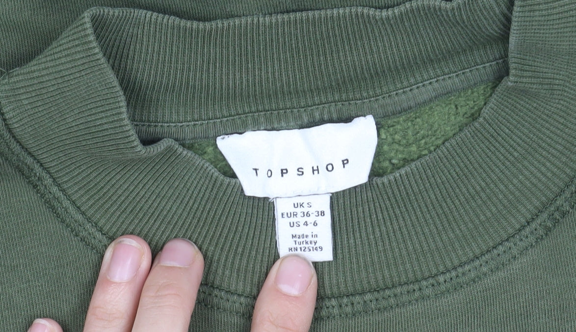 Topshop Unisex Green Pullover Sweatshirt S