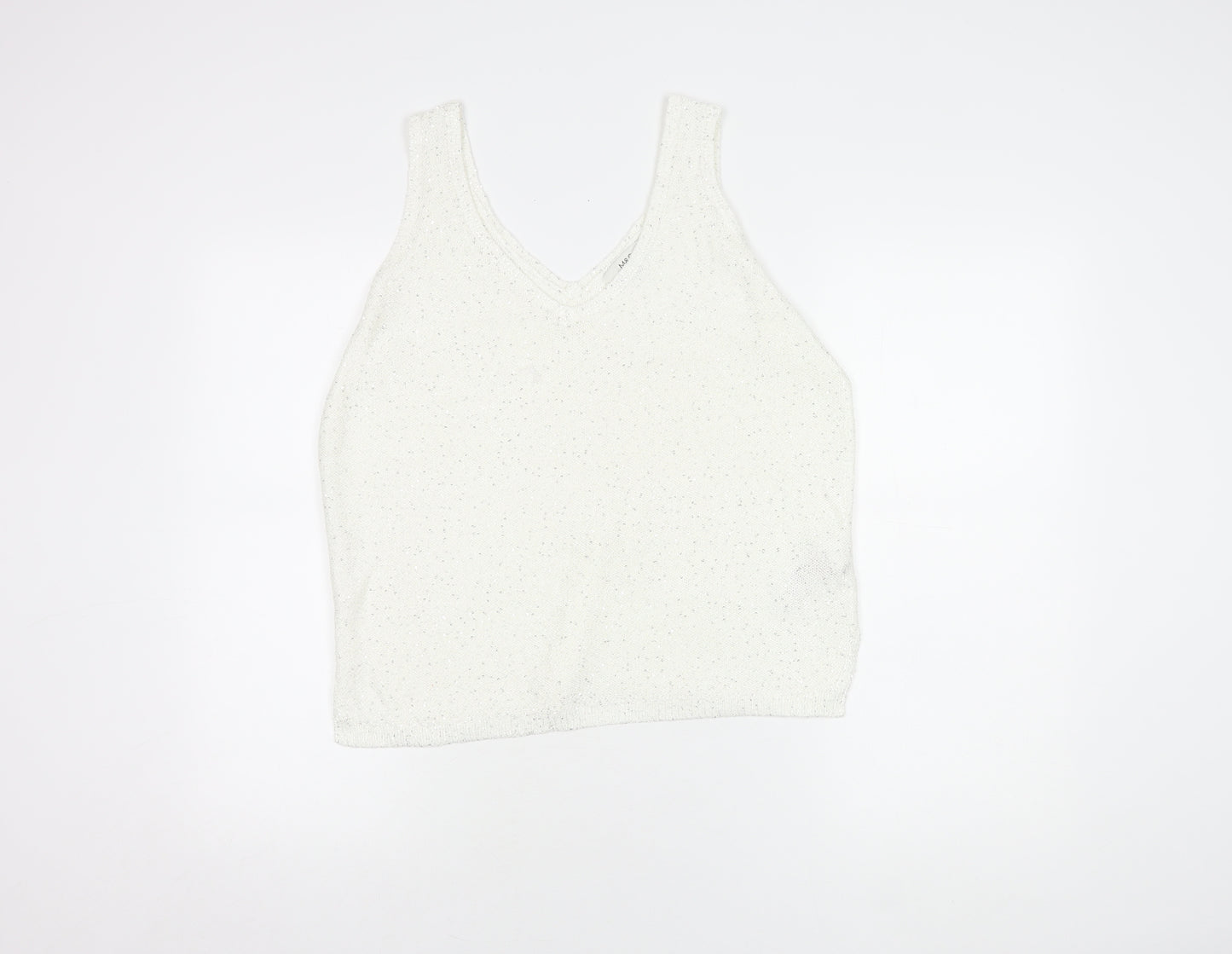 Marks and Spencer White Sequin Women's Tank - Size M