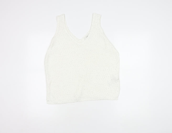 Marks and Spencer White Sequin Women's Tank - Size M