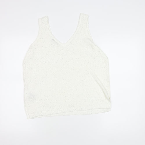 Marks and Spencer White Sequin Women's Tank - Size M