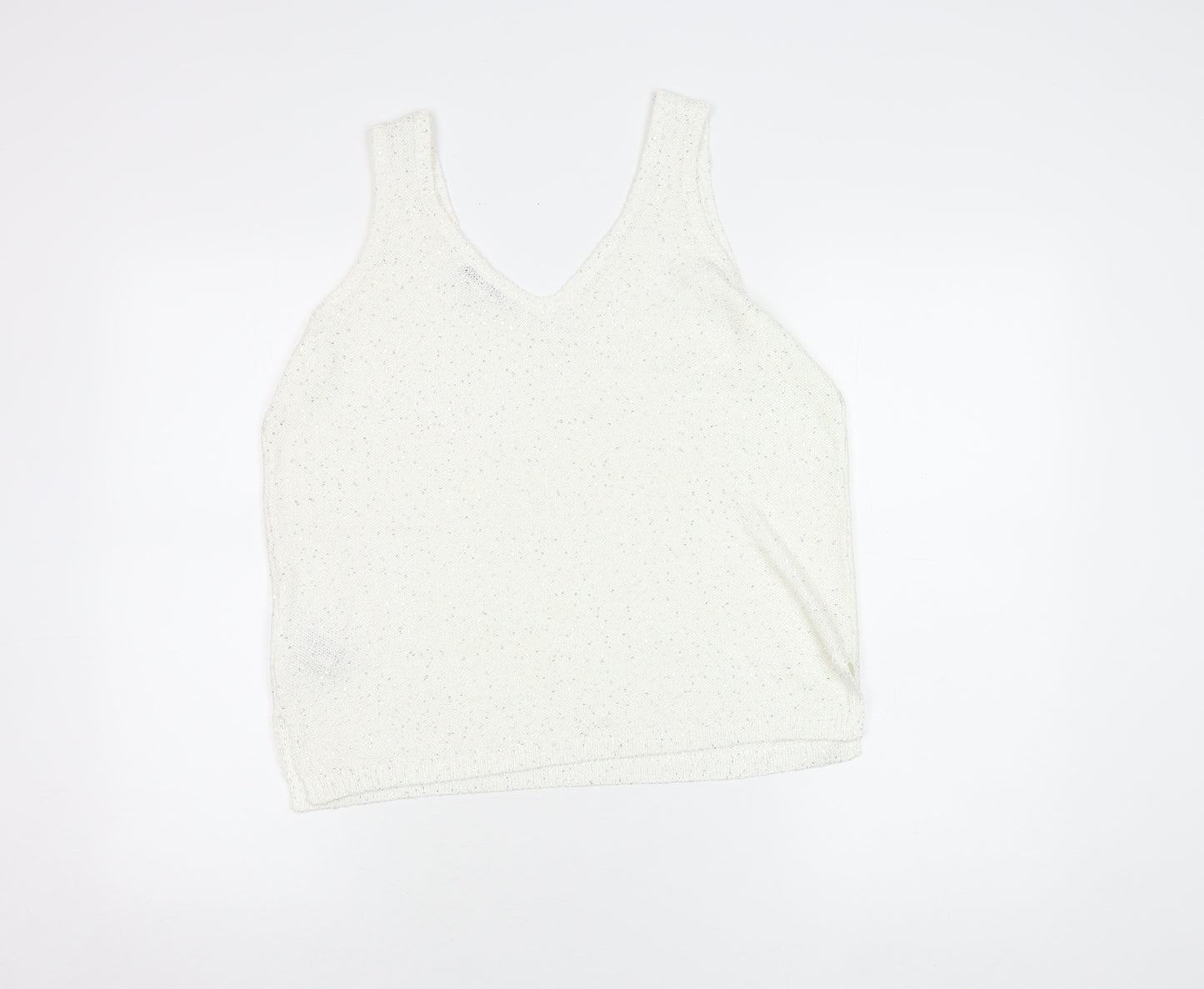 Marks and Spencer White Sequin Women's Tank - Size M