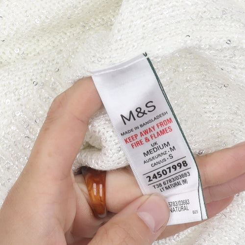 Marks and Spencer White Sequin Women's Tank - Size M