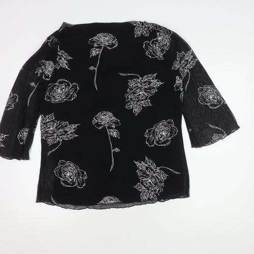 Bonmarché Women's Black Floral Cowl Neck Top L