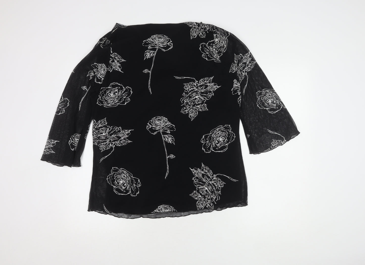 Bonmarché Women's Black Floral Cowl Neck Top L