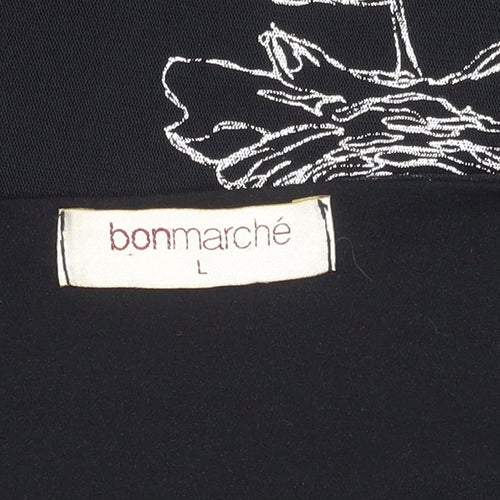 Bonmarché Women's Black Floral Cowl Neck Top L