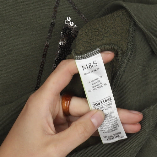 Marks and Spencer Women's Green Sequin Pullover, Size 10