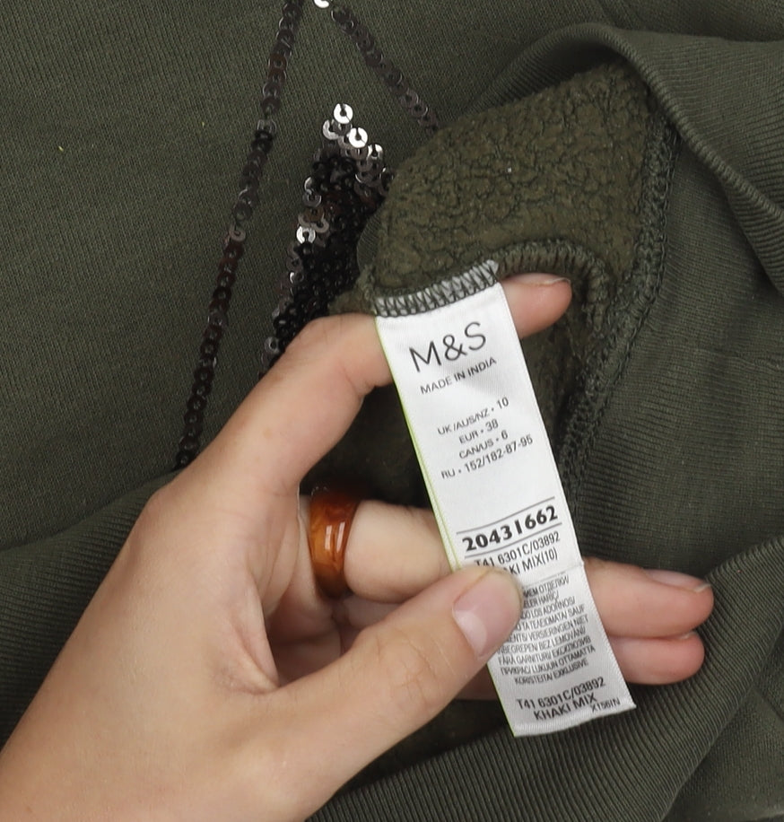 Marks and Spencer Women's Green Sequin Pullover, Size 10
