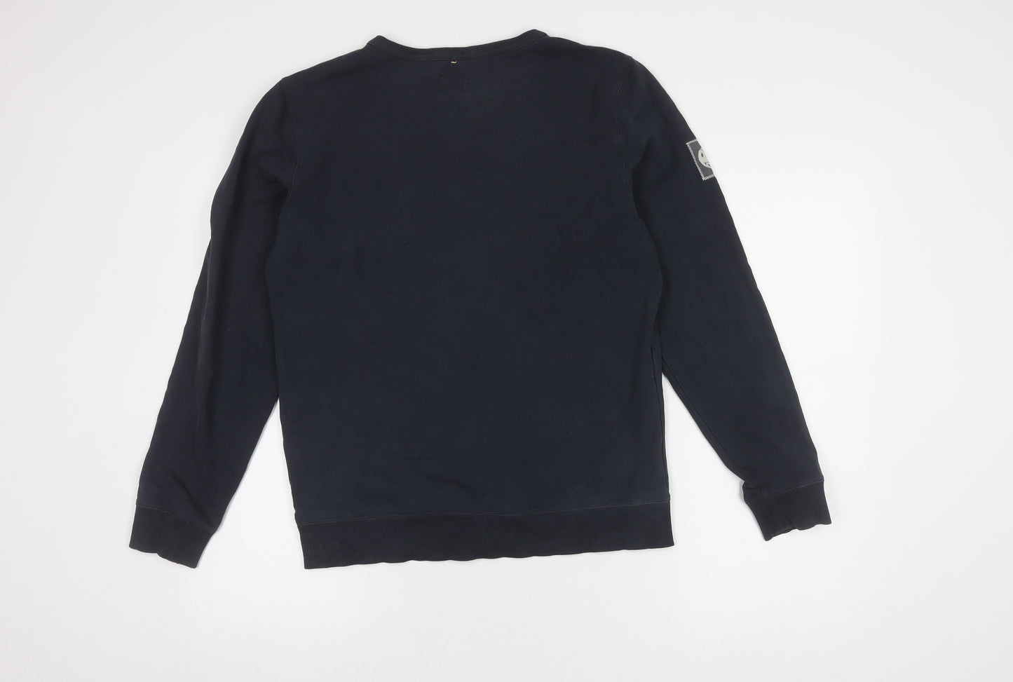 Pretty Green Men's Blue Pullover Sweatshirt S Logo Button