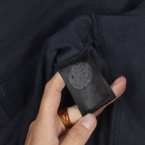 Pretty Green Men's Blue Pullover Sweatshirt S Logo Button