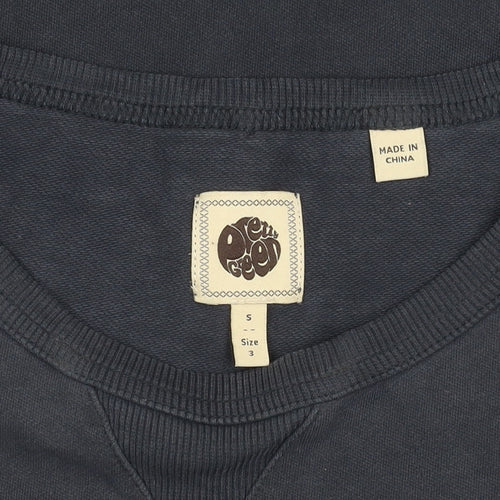 Pretty Green Men's Blue Pullover Sweatshirt S Logo Button