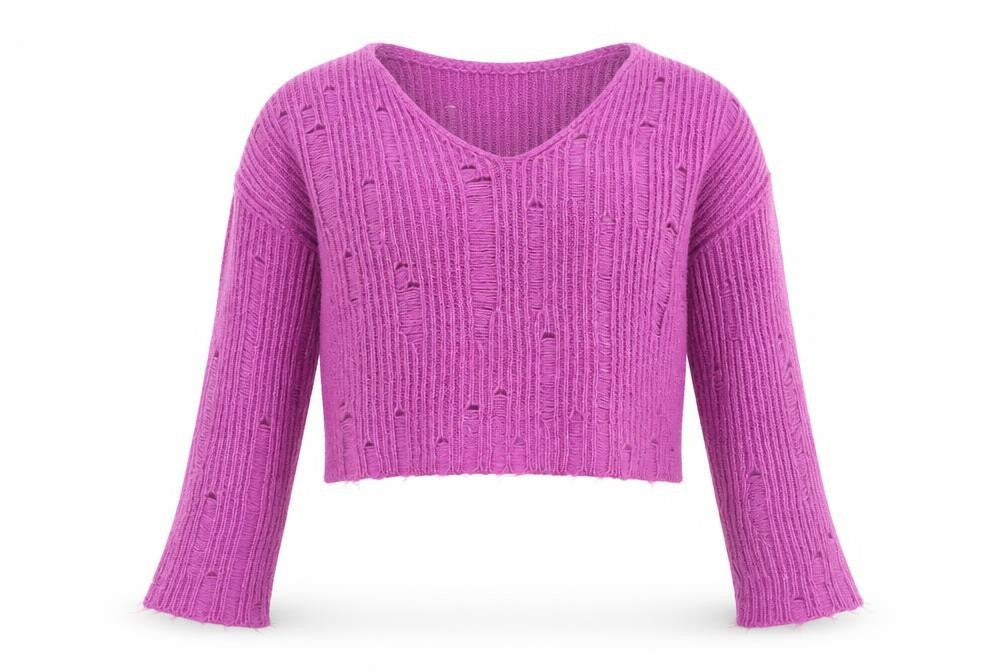 Front view of Urban Outfitters Women’s Purple Distressed Pullover S