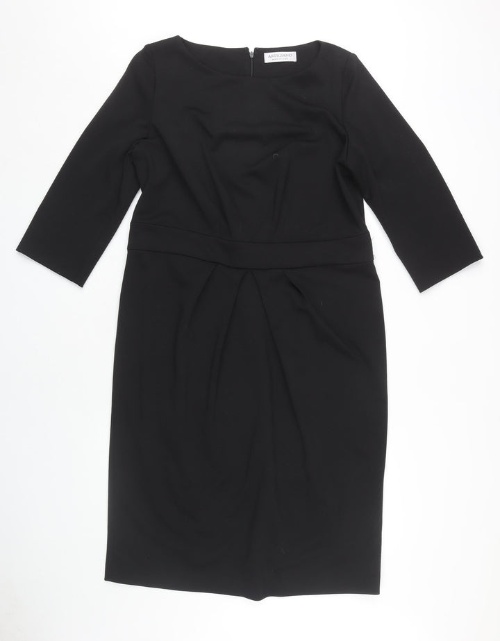 Artigiano Women Black Sheath Dress Size 16