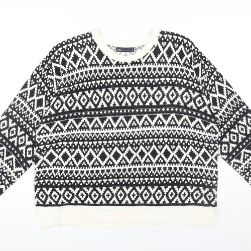 Marks and Spencer Women's Black Geometric Pullover Jumper Size 20