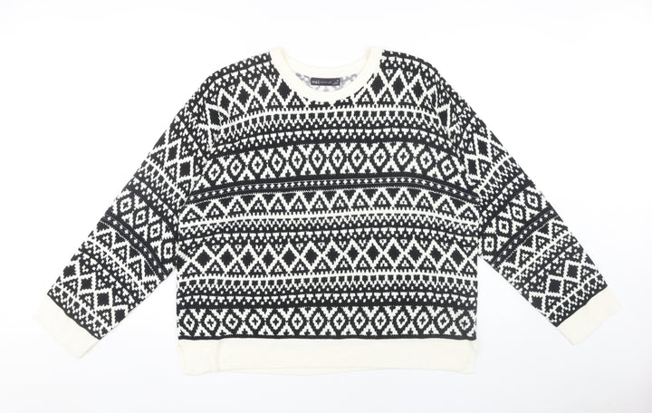 Marks and Spencer Women's Black Geometric Pullover Jumper Size 20