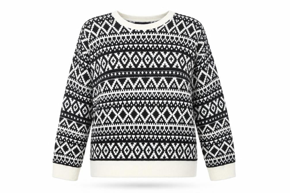 Front view of Marks & Spencer Women's Black Geometric jumper, size 20