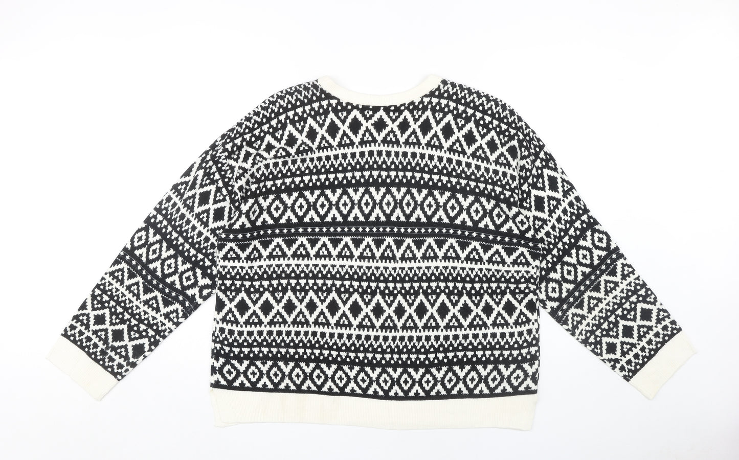 Marks and Spencer Women's Black Geometric Pullover Jumper Size 20