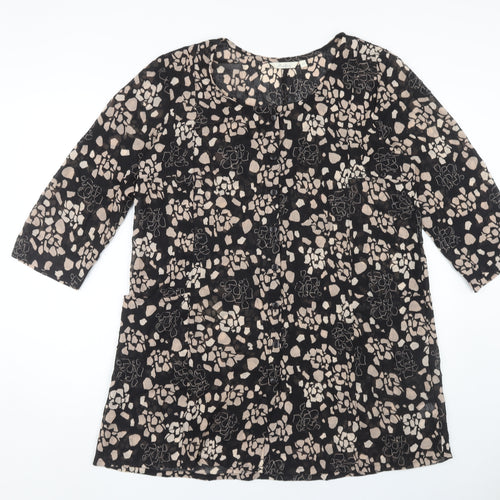 Adini Women's Black Floral Tunic Blouse, L, Relaxed Fit