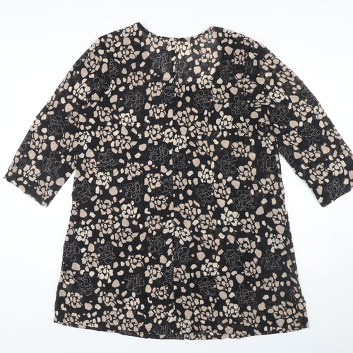Adini Women's Black Floral Tunic Blouse, L, Relaxed Fit