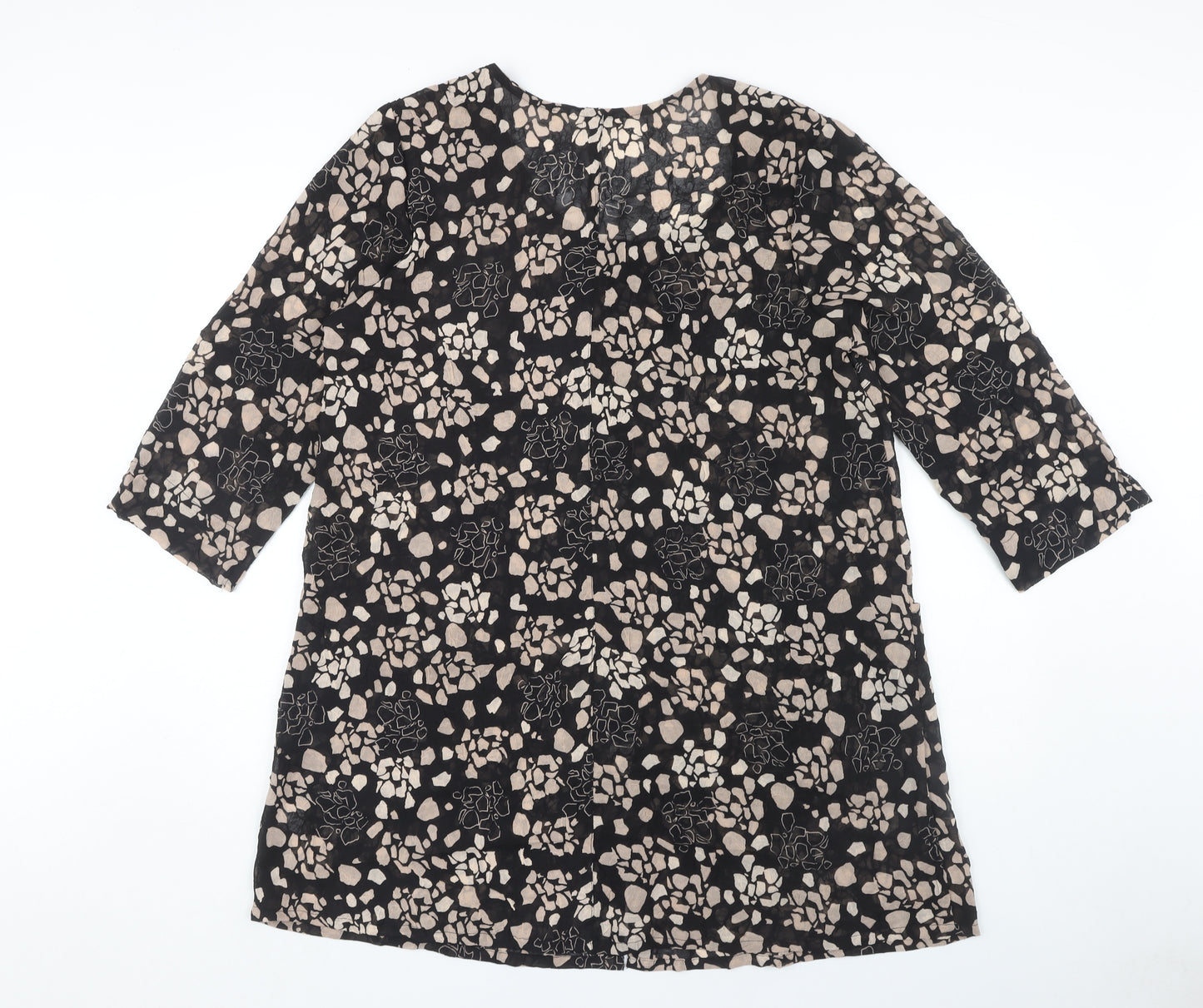 Adini Women's Black Floral Tunic Blouse, L, Relaxed Fit