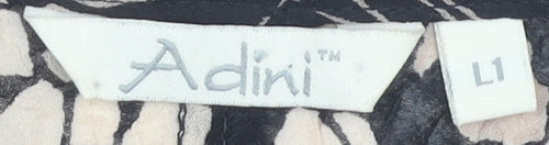 Adini Women's Black Floral Tunic Blouse, L, Relaxed Fit