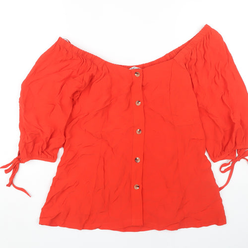 Next Women's Red Off Shoulder Blouse Size 14
