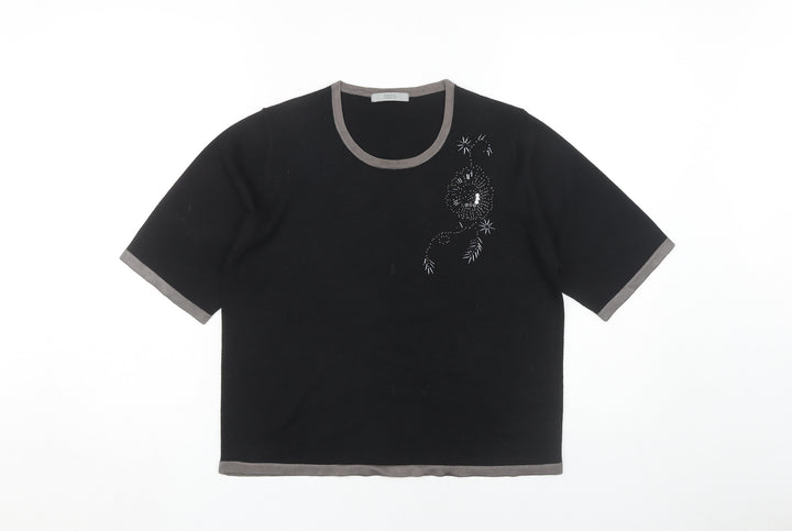 Marks and Spencer Women's Black Ringer T-Shirt Size 16