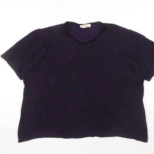 Bonmarché Women's Purple Glitter Short Sleeve Top XL
