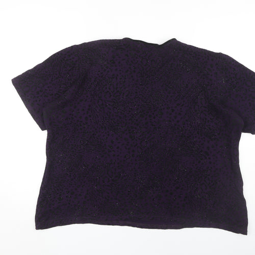 Bonmarché Women's Purple Glitter Short Sleeve Top XL