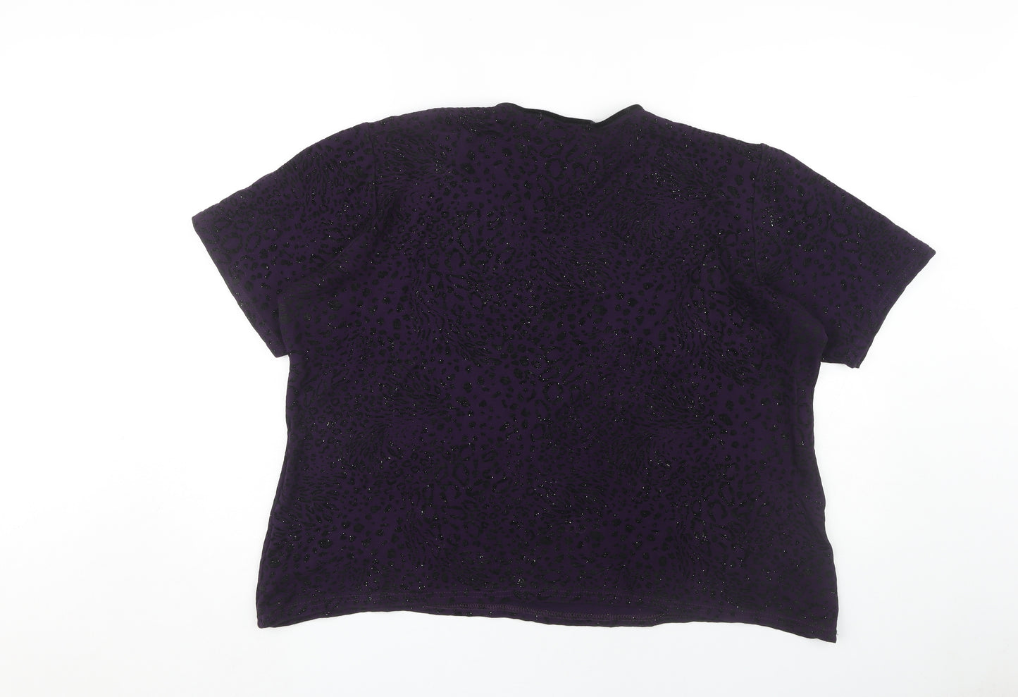 Bonmarché Women's Purple Glitter Short Sleeve Top XL