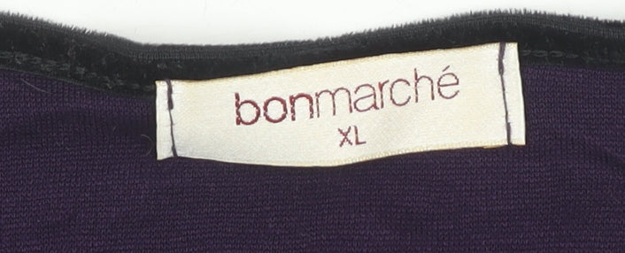 Bonmarché Women's Purple Glitter Short Sleeve Top XL