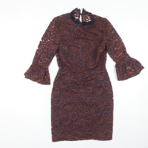 Topshop Women's Multicoloured Lace Shift Dress, Size 6