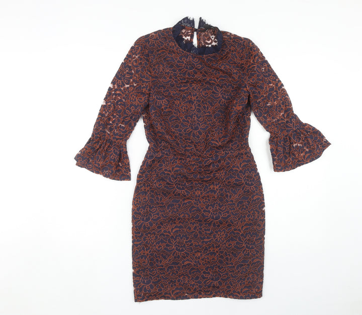 Topshop Women's Multicoloured Lace Shift Dress, Size 6