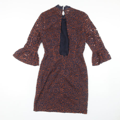 Topshop Women's Multicoloured Lace Shift Dress, Size 6