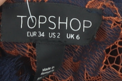Topshop Women's Multicoloured Lace Shift Dress, Size 6