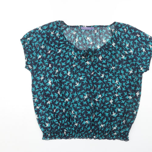 Autonomy Women's Blue Animal Print Blouse Size 20