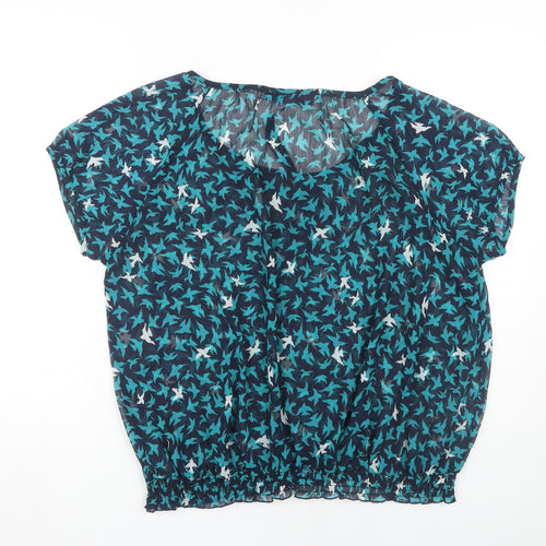 Autonomy Women's Blue Animal Print Blouse Size 20