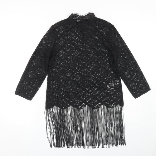 Zara Basic Women's Black Lace Tunic Blouse XS