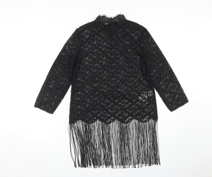 Zara Basic Women's Black Lace Tunic Blouse XS