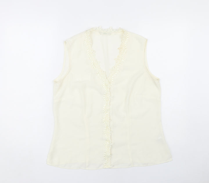 Marks and Spencer Women's Ivory Sleeveless V-Neck Top