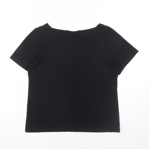 Marks and Spencer Women's Black V-Neck T-Shirt Size 16