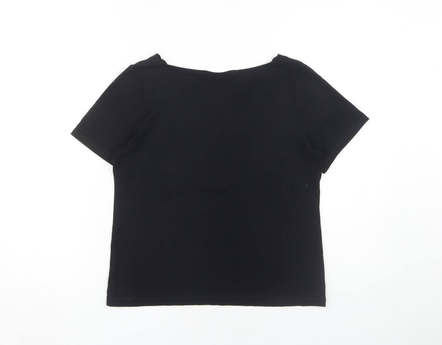 Marks and Spencer Women's Black V-Neck T-Shirt Size 16